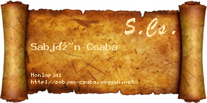 Sabján Csaba névjegykártya